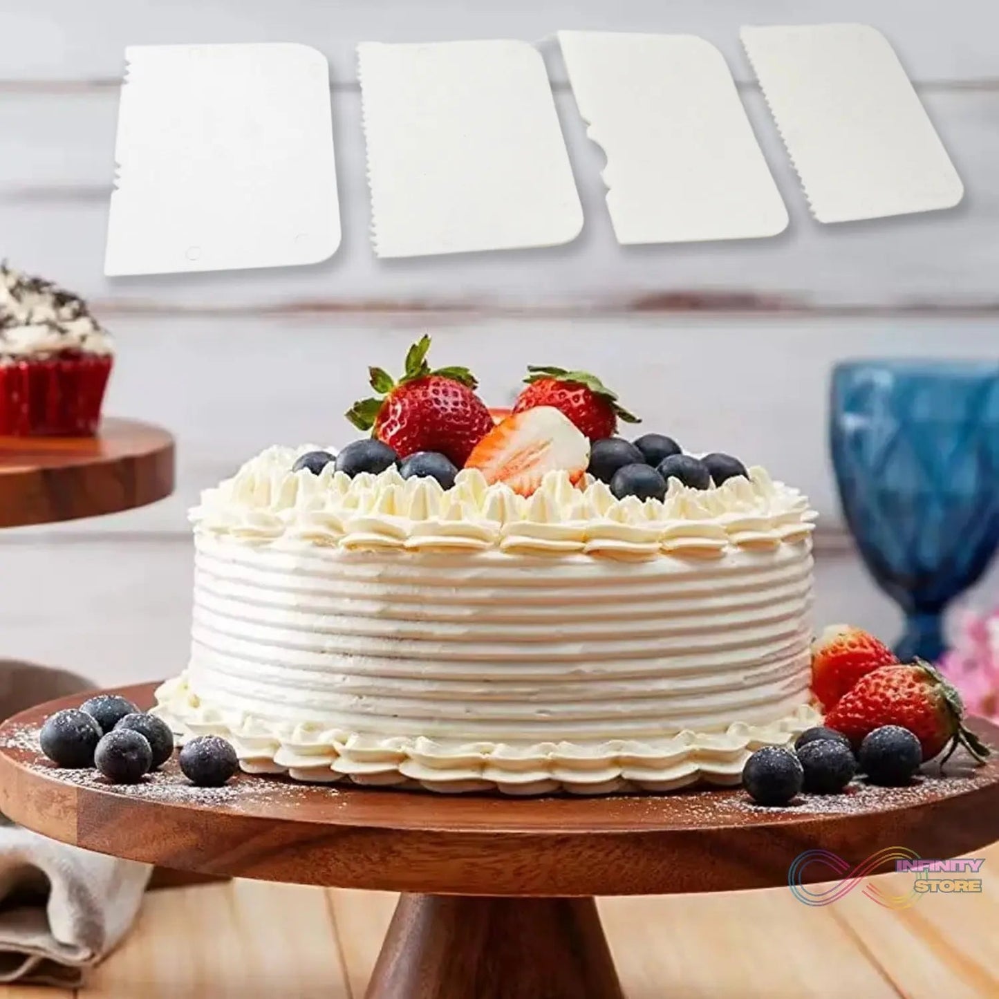 Plastic Cake Scraper Cake Decorating Pastry Baking Tool (4 Pcs Set) - infinityexculsivestore.com