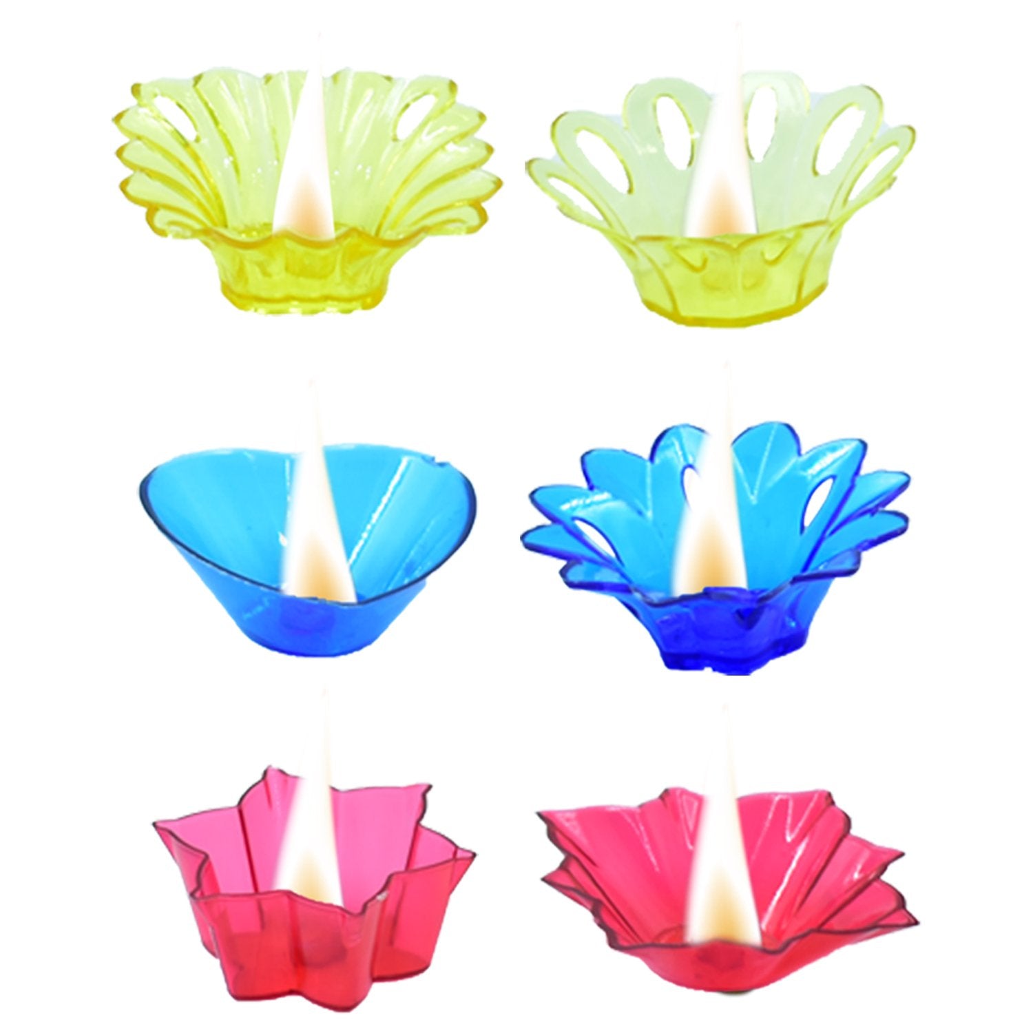 Plastic Candle Cup with Multi Shape Diwali Diya Cup (Multicolor) (12 Pcs Set) - infinityexculsivestore.com