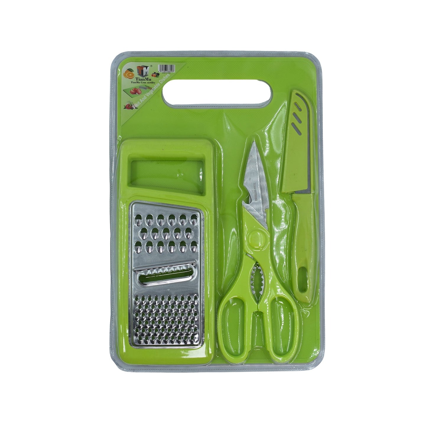 Plastic Chopping Board with Knife Set and Scissor And Wine Stainless Steel And Plastic Kitchen item Multipurpose cutting vegetables - infinityexculsivestore.com