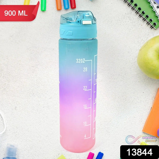Plastic Colorful Motivational Water Bottle with Straw (900 ML) - infinityexculsivestore.com