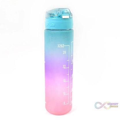 Plastic Colorful Motivational Water Bottle with Straw (900 ML) - infinityexculsivestore.com
