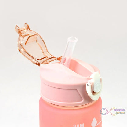 Plastic Colorful Motivational Water Bottle with Straw (900 ML) - infinityexculsivestore.com