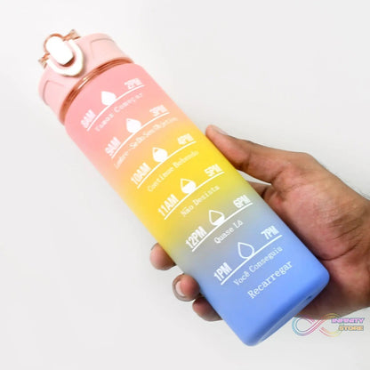 Plastic Colorful Motivational Water Bottle with Straw (900 ML) - infinityexculsivestore.com
