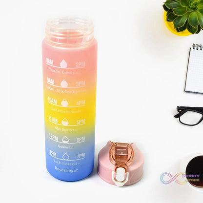 Plastic Colorful Motivational Water Bottle with Straw (900 ML) - infinityexculsivestore.com