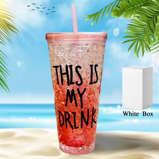 Plastic Creative Cold Drink Cup, Reusable Tea Coffee Tumbler with Lid and Straw, Double Wall Plastic Drinking Sport Bottle, Travel Tumbler - infinityexculsivestore.com