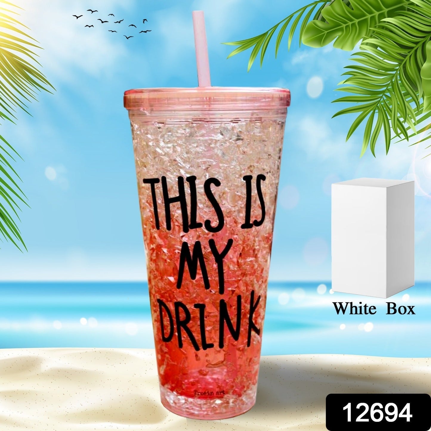 Plastic Creative Cold Drink Cup, Reusable Tea Coffee Tumbler with Lid and Straw, Double Wall Plastic Drinking Sport Bottle, Travel Tumbler - infinityexculsivestore.com