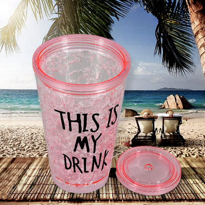 Plastic Creative Cold Drink Cup, Reusable Tea Coffee Tumbler with Lid and Straw, Double Wall Plastic Drinking Sport Bottle, Travel Tumbler - infinityexculsivestore.com
