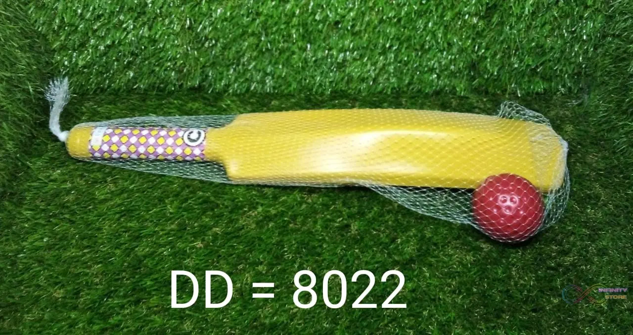 Cricket bat and ball set arranged for display