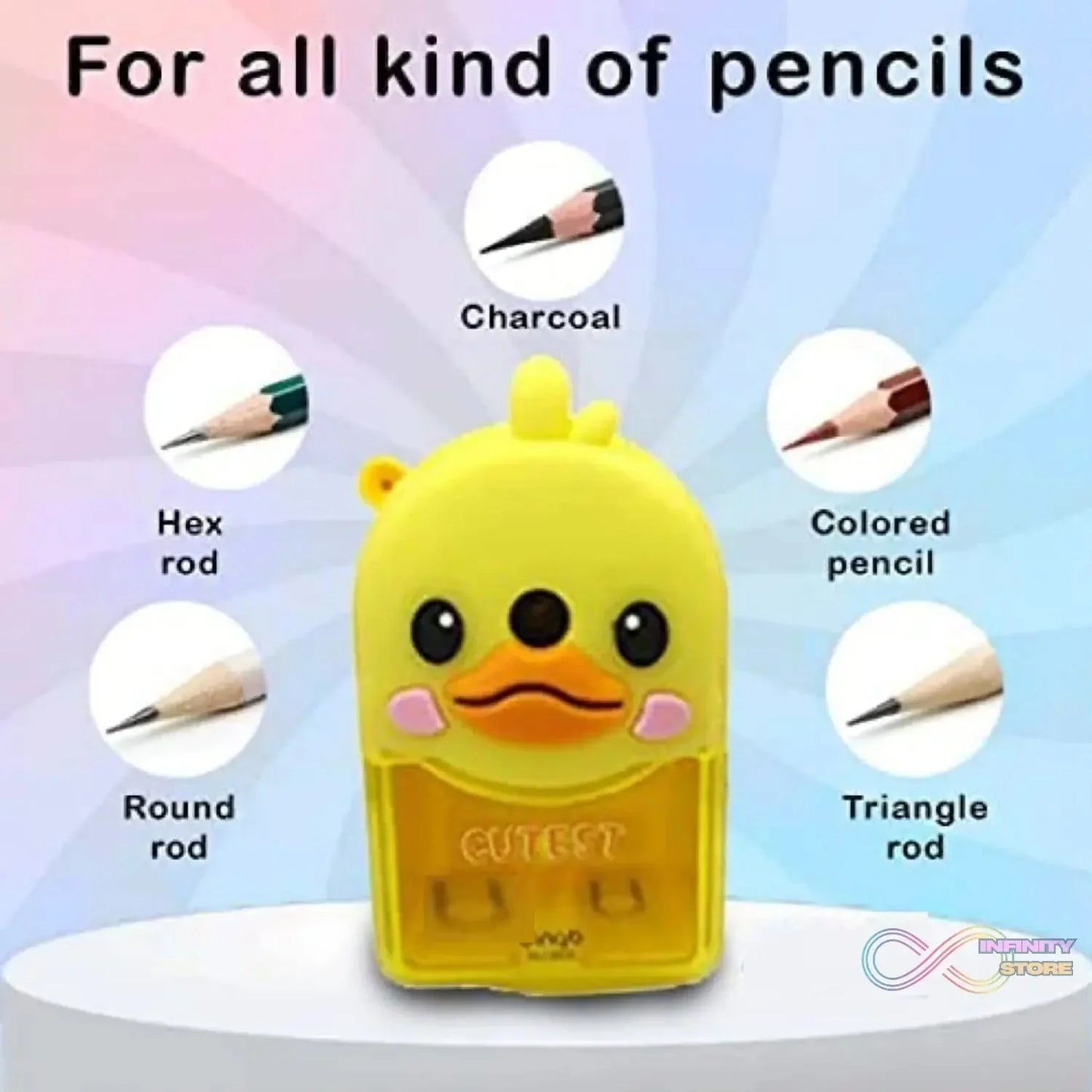 Plastic Cutest Duck Pencil Sharpener (1 Pc) - infinityexculsivestore.com
