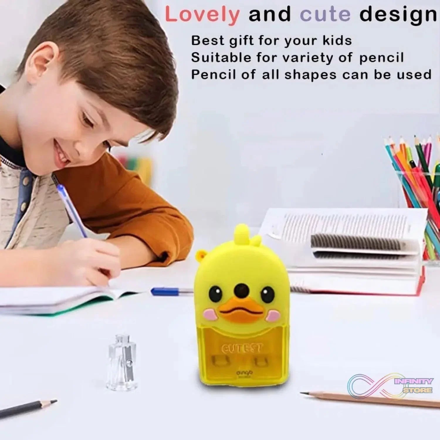 Plastic Cutest Duck Pencil Sharpener (1 Pc) - infinityexculsivestore.com