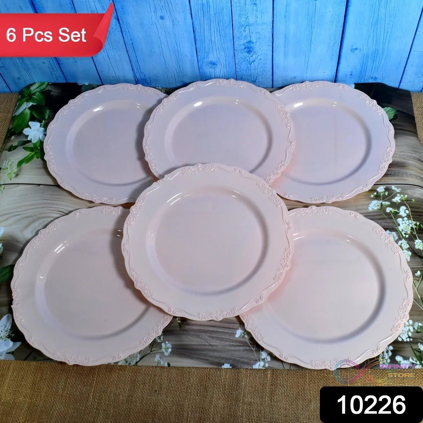 Plastic Dinner Plates Wedding Birthday Party Tableware Supplies (6 Pcs Set) - infinityexculsivestore.com
