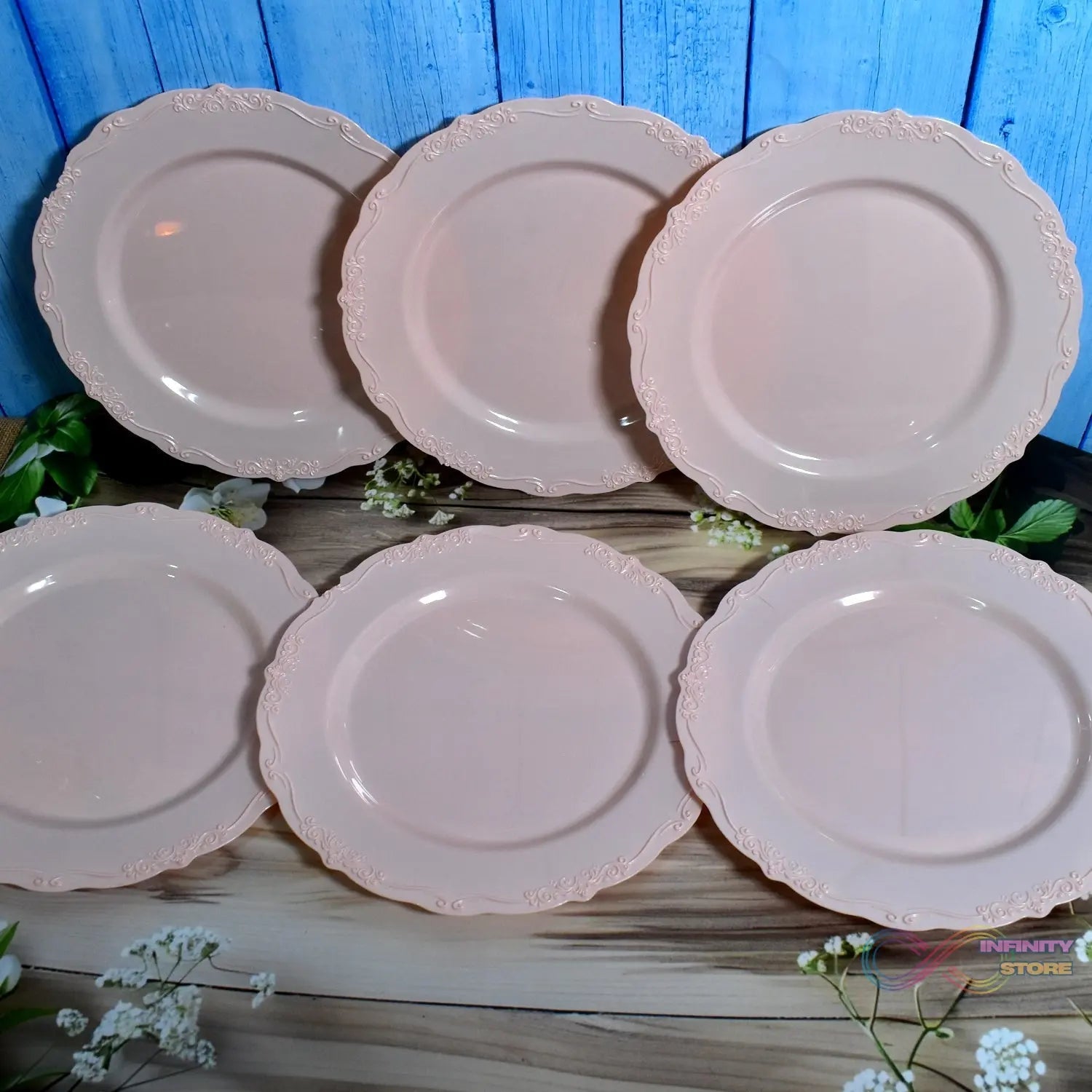 Plastic Dinner Plates Wedding Birthday Party Tableware Supplies (6 Pcs Set) - infinityexculsivestore.com