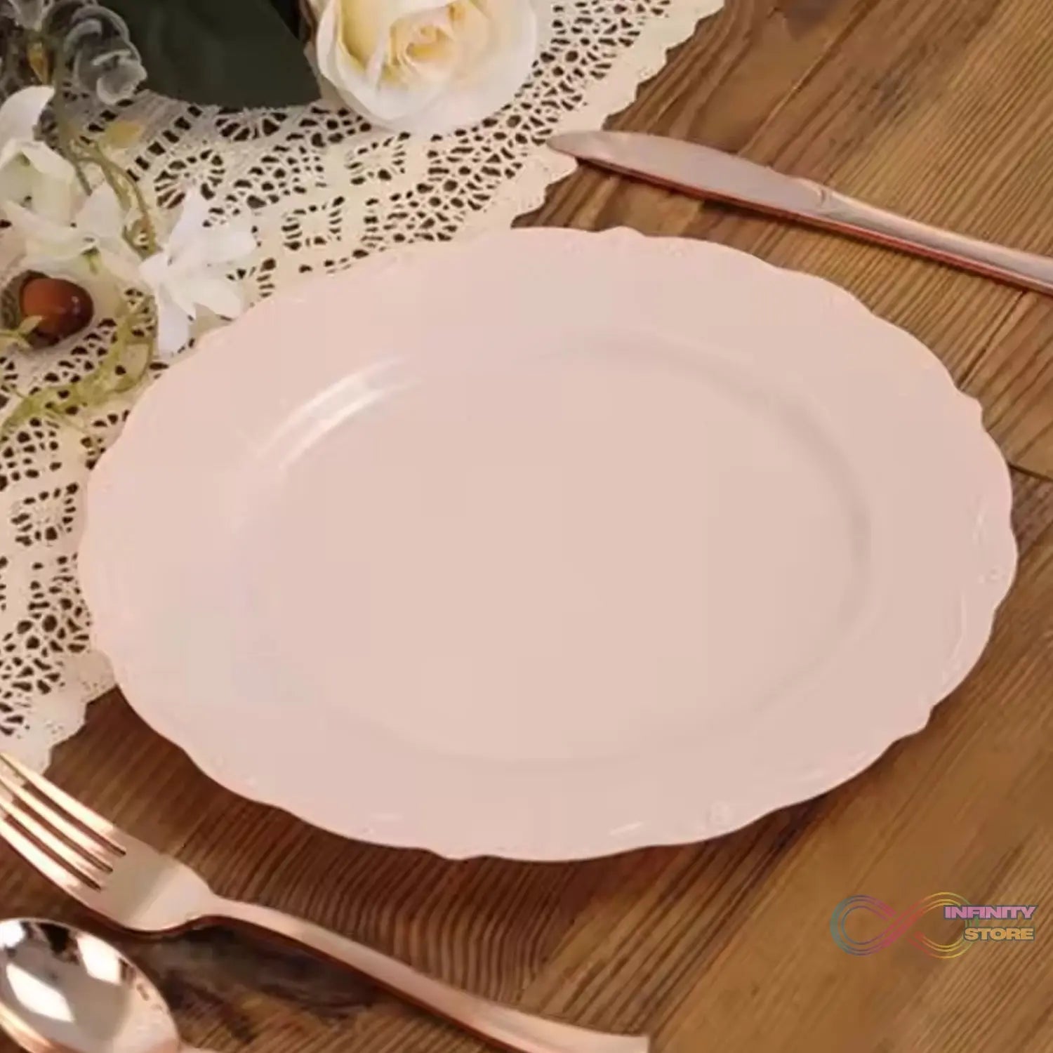 Plastic Dinner Plates Wedding Birthday Party Tableware Supplies (6 Pcs Set) - infinityexculsivestore.com