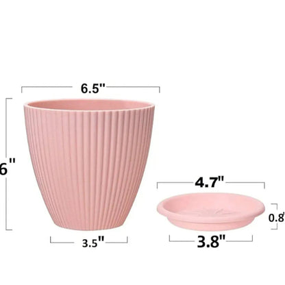 Plastic Flower Pot with Bottom Tray (5 Pcs Set / With Color Box) - infinityexculsivestore.com