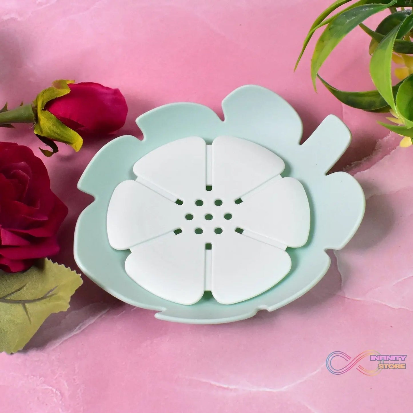 Plastic Flowers Soap Dish Bathroom Accessories Set Shower Gift (1 Pc) - infinityexculsivestore.com