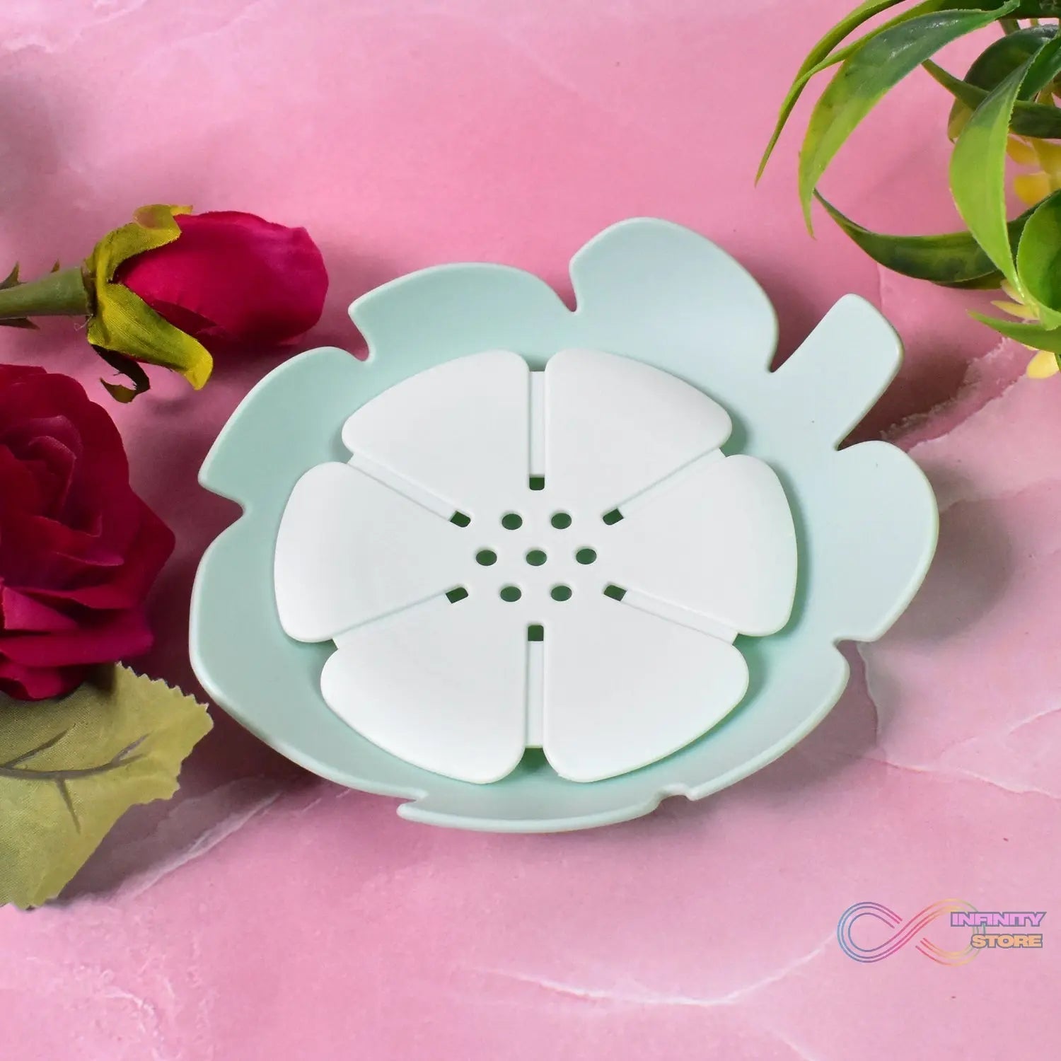 Plastic Flowers Soap Dish Bathroom Accessories Set Shower Gift (1 Pc) - infinityexculsivestore.com