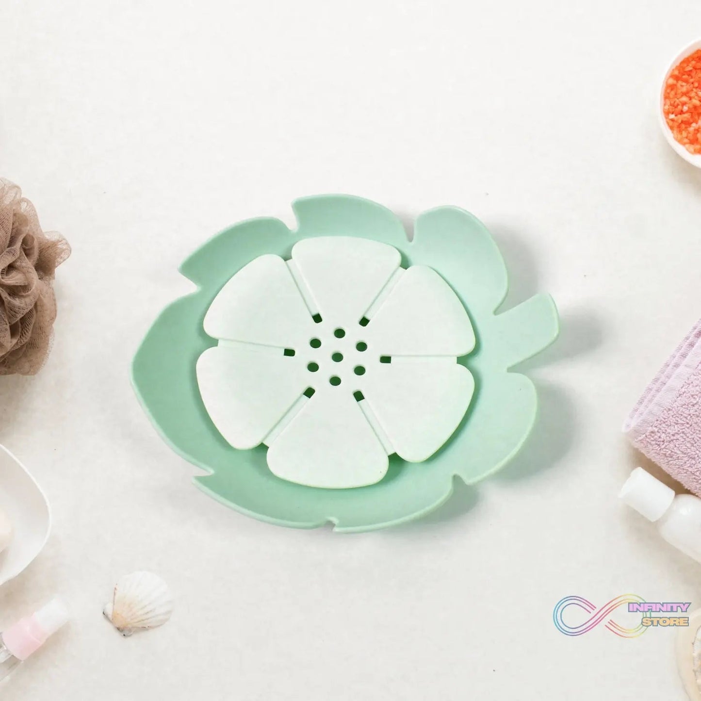 Plastic Flowers Soap Dish Bathroom Accessories Set Shower Gift (1 Pc) - infinityexculsivestore.com
