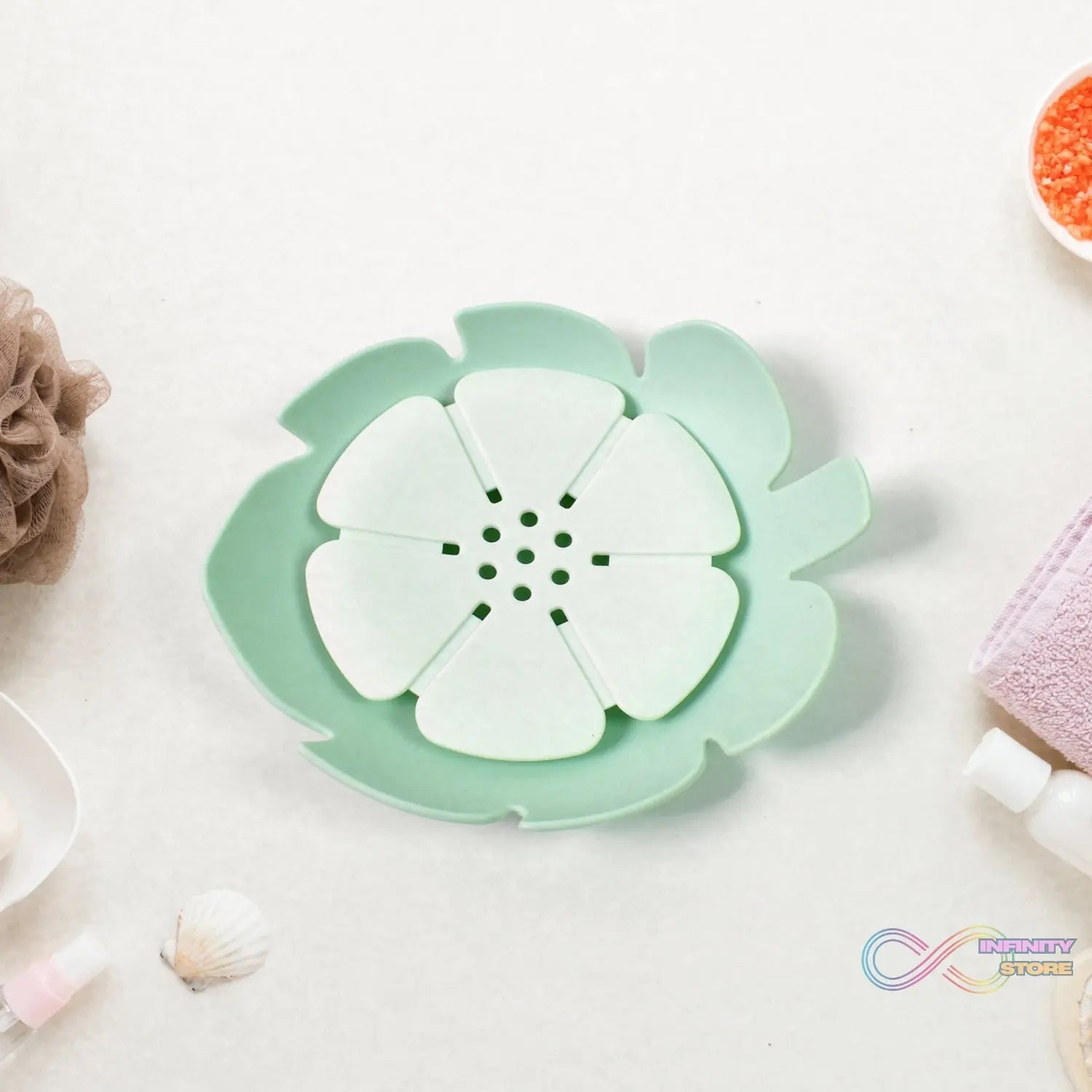 Plastic Flowers Soap Dish Bathroom Accessories Set Shower Gift (1 Pc) - infinityexculsivestore.com