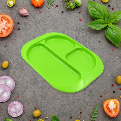 Plastic Food Plates / Biodegradable 3 Compartment Square Plate With Spoon for Food Snacks / Nuts / Desserts Plates for Kids, Reusable Plates for Outdoor, Camping, BPA - free (1 Pc) - infinityexculsivestore.com