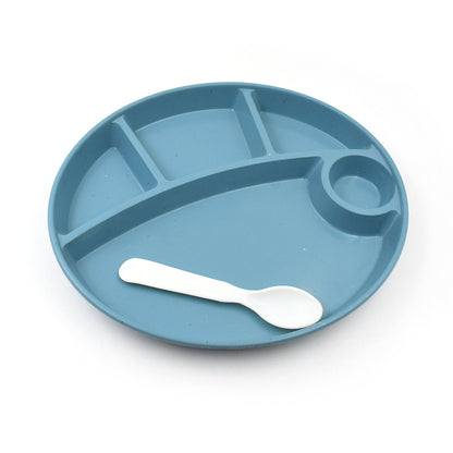 Plastic Food Plates / Biodegradable 5 Compartment Plate With Spoon for Food Snacks / Nuts / Desserts Plates for Kids, Reusable Plates for Outdoor, Camping, BPA - free (1 Pc) - infinityexculsivestore.com