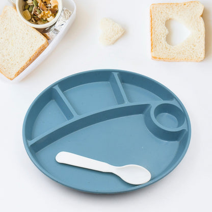 Plastic Food Plates / Biodegradable 5 Compartment Plate With Spoon for Food Snacks / Nuts / Desserts Plates for Kids, Reusable Plates for Outdoor, Camping, BPA - free (1 Pc) - infinityexculsivestore.com