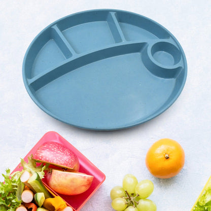 Plastic Food Plates / Biodegradable 5 Compartment Plate With Spoon for Food Snacks / Nuts / Desserts Plates for Kids, Reusable Plates for Outdoor, Camping, BPA - free (1 Pc) - infinityexculsivestore.com