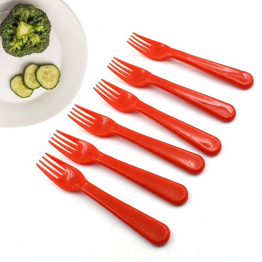 Plastic Fork Spoon, Fork Spoon Set, Fruit Fork Spoon Set | Baby Fork Spoon/Vegetable Fork Spoon, Plastic Salad Spoon, Dessert Spoon (6pc set) - infinityexculsivestore.com