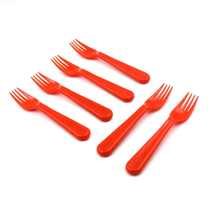 Plastic Fork Spoon, Fork Spoon Set, Fruit Fork Spoon Set | Baby Fork Spoon/Vegetable Fork Spoon, Plastic Salad Spoon, Dessert Spoon (6pc set) - infinityexculsivestore.com