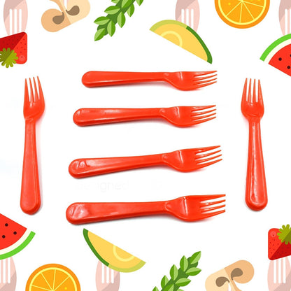 Plastic Fork Spoon, Fork Spoon Set, Fruit Fork Spoon Set | Baby Fork Spoon/Vegetable Fork Spoon, Plastic Salad Spoon, Dessert Spoon (6pc set) - infinityexculsivestore.com