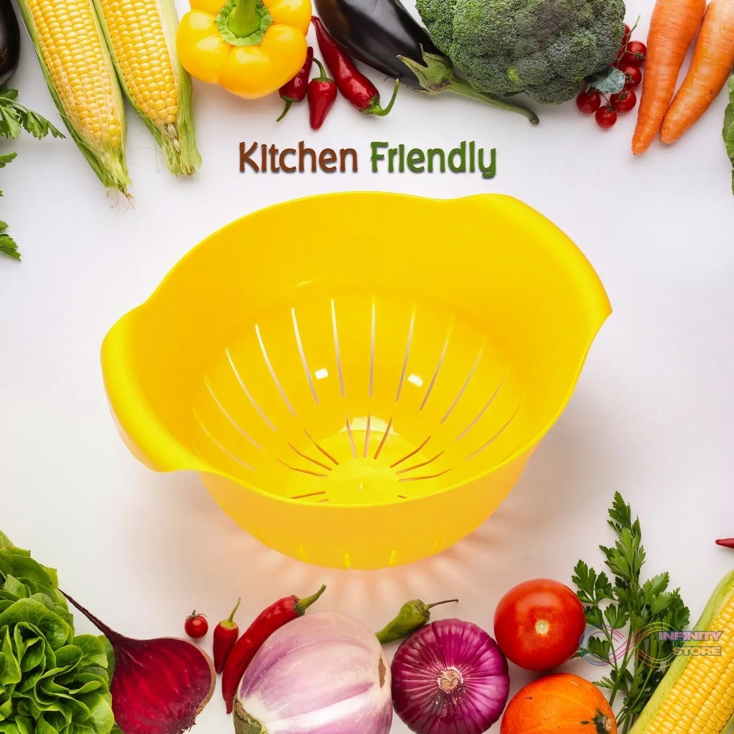 Plastic Fruits Vegetable Noodles Pasta Washing Bowl & Strainer - infinityexculsivestore.com