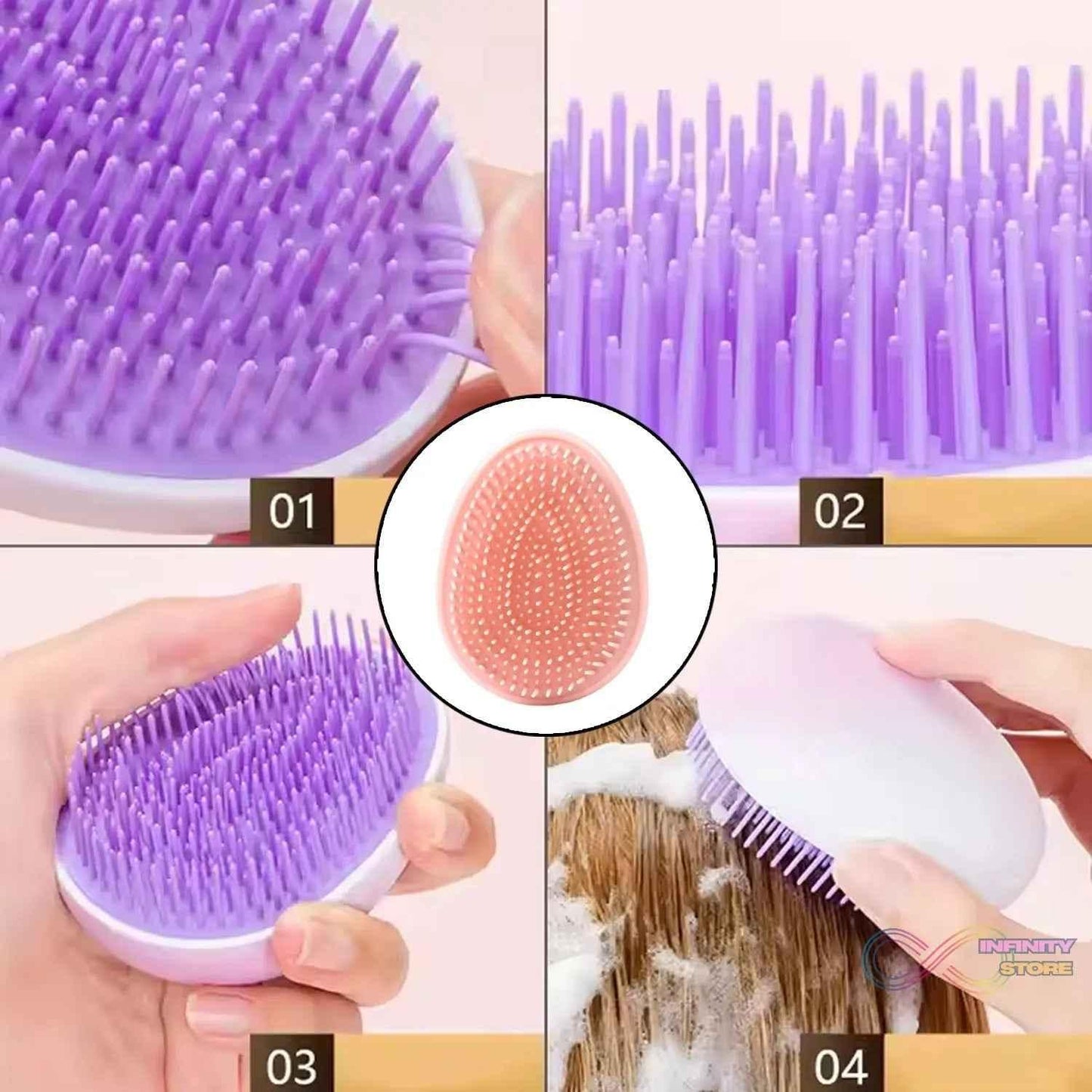 Plastic Hair Washing Combs Hair Massager Shower Brush (1 Pc) - infinityexculsivestore.com