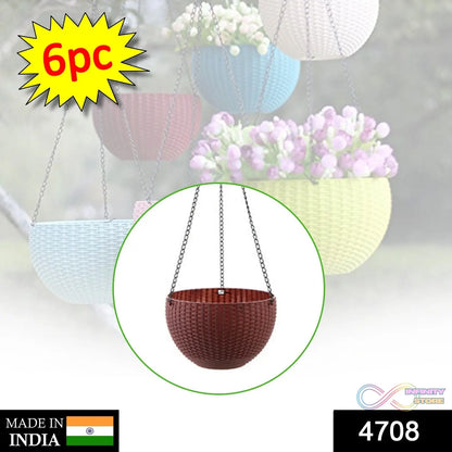 Flower pot with chain for hanging.