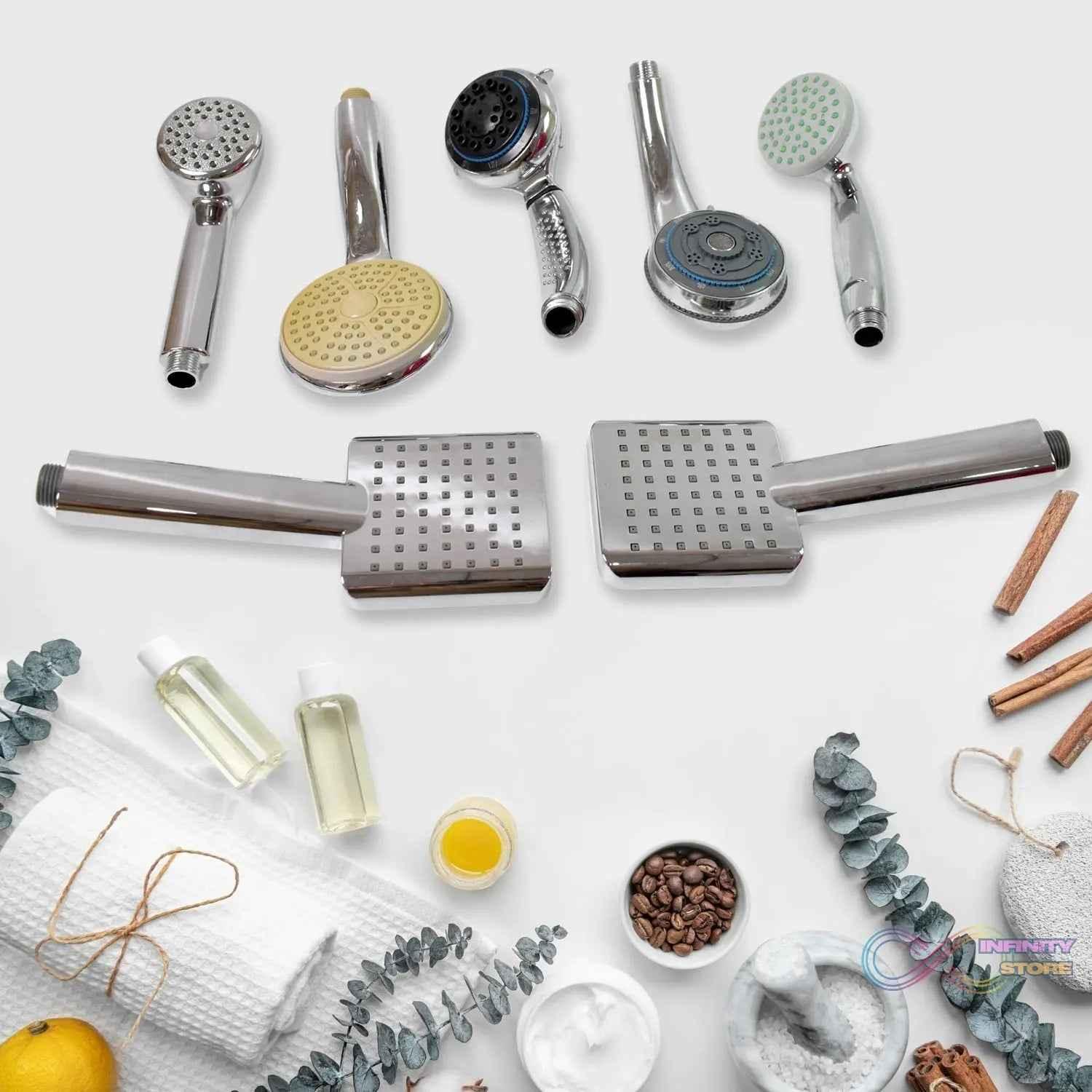 Plastic High Pressure Handheld Shower Head (1 Pc / Mix Design & Size) - infinityexculsivestore.com