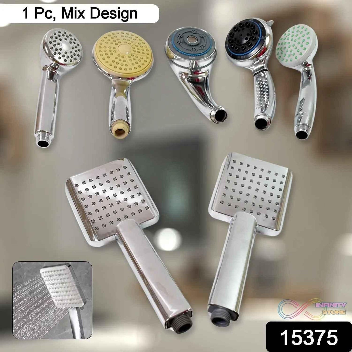 Plastic High Pressure Handheld Shower Head (1 Pc / Mix Design & Size) - infinityexculsivestore.com