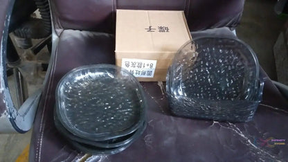 Plastic Household Plates Dinner Plates Dish Tray Skewer Bone Plate Set (9 Pcs Set) - infinityexculsivestore.com