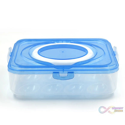 Plastic egg storage container with 12 grid compartments for organizing eggs in the refrigerator