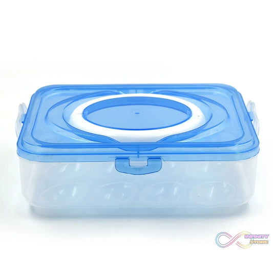Plastic egg storage container with 12 grid compartments for organizing eggs in the refrigerator