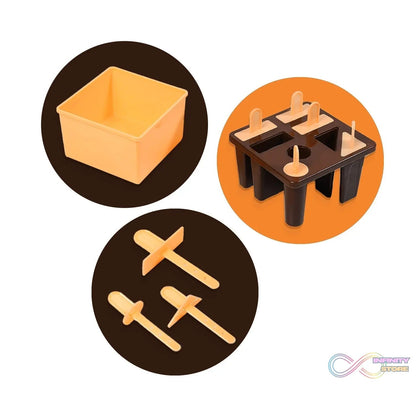 Plastic Kulfi Mold, Kulfi Molds 8 pcs Tray Ice Cream Mold Reusable Frozen Kulfi Maker Popsicle Sticks Lolly Ice Popsicle Candy Mold for Children pink Color (Brown Box) - infinityexculsivestore.com