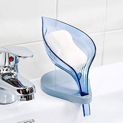 Plastic Leaf Shape Soap Box Self Draining Bathroom Soap Holder, Decorative Drainage Plastic Soap Dish with Draining Tray (Mix Color / 1 Pc) - infinityexculsivestore.com