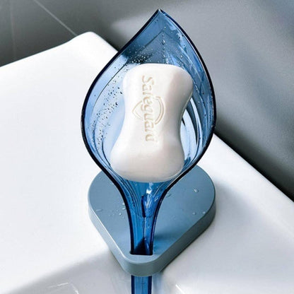 Plastic Leaf Shape Soap Box Self Draining Bathroom Soap Holder, Decorative Drainage Plastic Soap Dish with Draining Tray (Mix Color / 1 Pc) - infinityexculsivestore.com