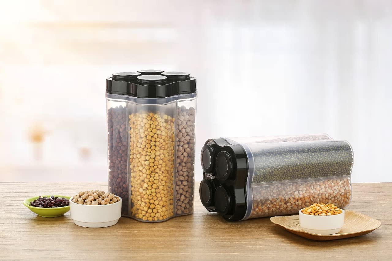 Plastic Lock Food Storage 4 Section Container Jar for Grocery, Fridge Container. - infinityexculsivestore.com