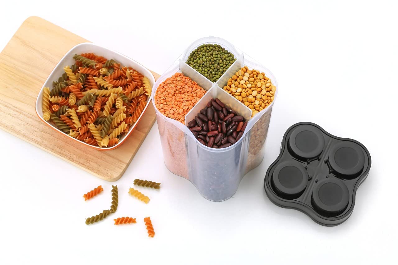 Plastic Lock Food Storage 4 Section Container Jar for Grocery, Fridge Container. - infinityexculsivestore.com