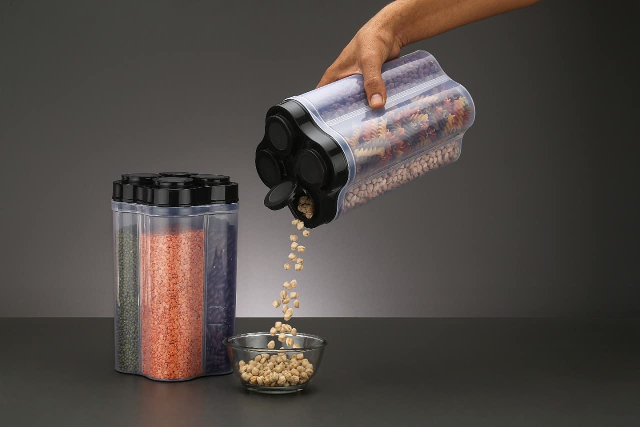Plastic Lock Food Storage 4 Section Container Jar for Grocery, Fridge Container. - infinityexculsivestore.com