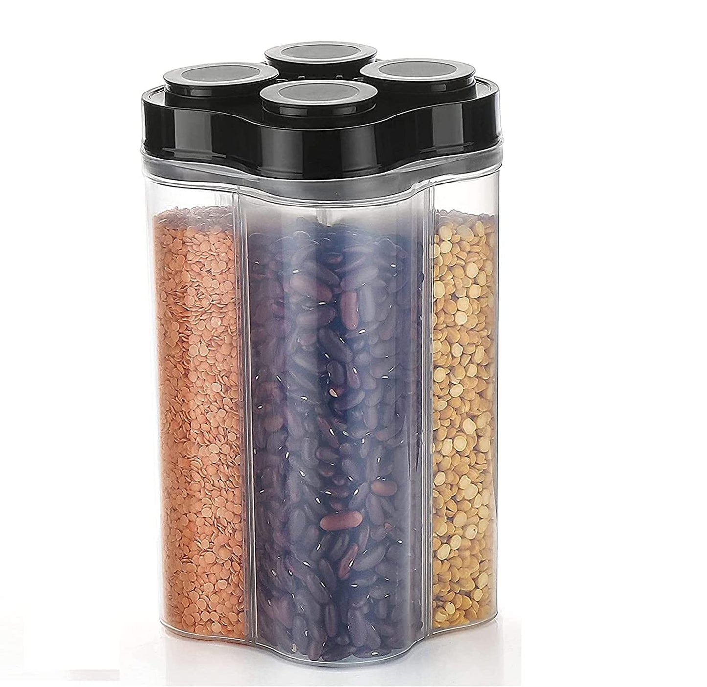 Plastic Lock Food Storage 4 Section Container Jar for Grocery, Fridge Container. - infinityexculsivestore.com