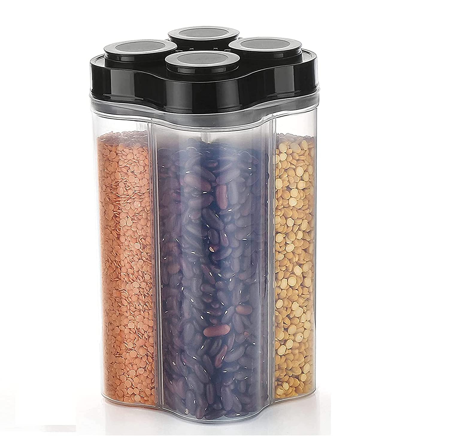Plastic Lock Food Storage 4 Section Container Jar for Grocery, Fridge Container. - infinityexculsivestore.com