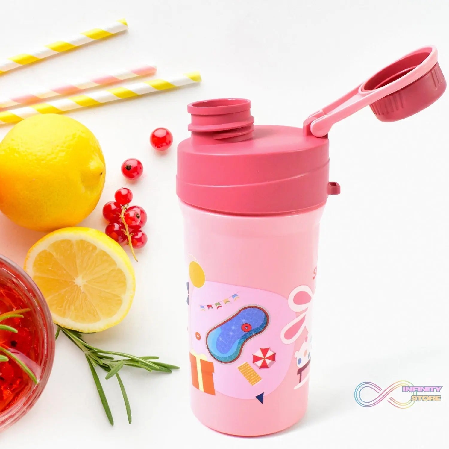 Plastic Lunch Box Leak Proof 2 Compartment with Bottle and Fork (1 Set / Mix Color) - infinityexculsivestore.com