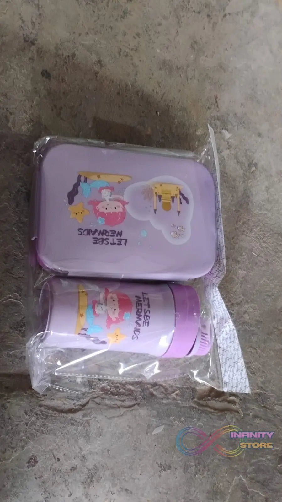 Plastic Lunch Box Leak Proof 2 Compartment with Bottle and Fork (1 Set / Mix Color) - infinityexculsivestore.com