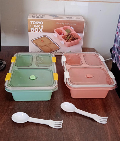 Plastic Lunch Box for Kids, Lunch Box for Kids 3 Compartment Insulated Lunch Box Tiffin Box for Boys, Girls, School & Office Men (3 Compartment Lunch Box) - infinityexculsivestore.com