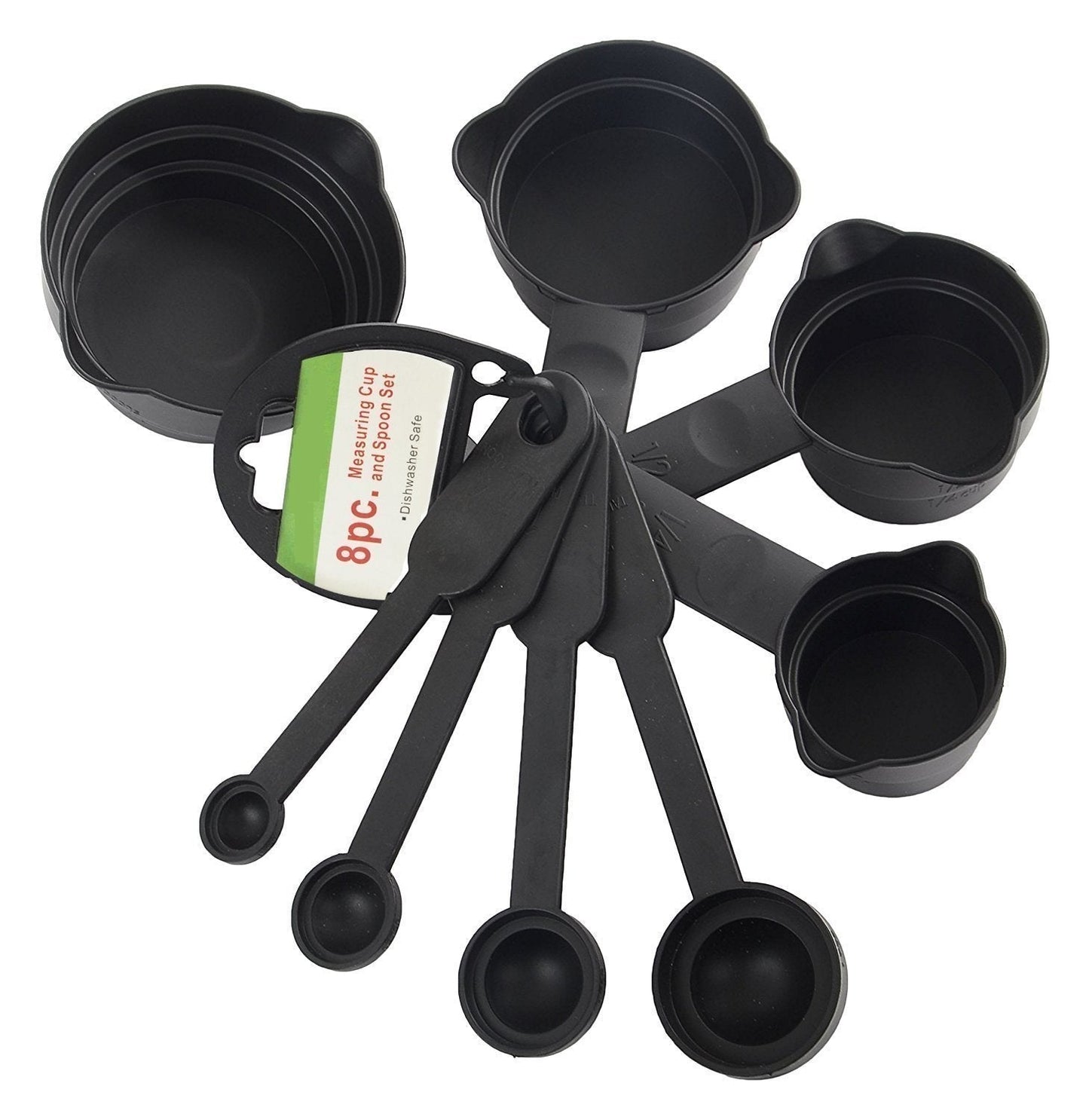 Plastic Measuring Cups and Spoons (8 Pcs, Black) - infinityexculsivestore.com