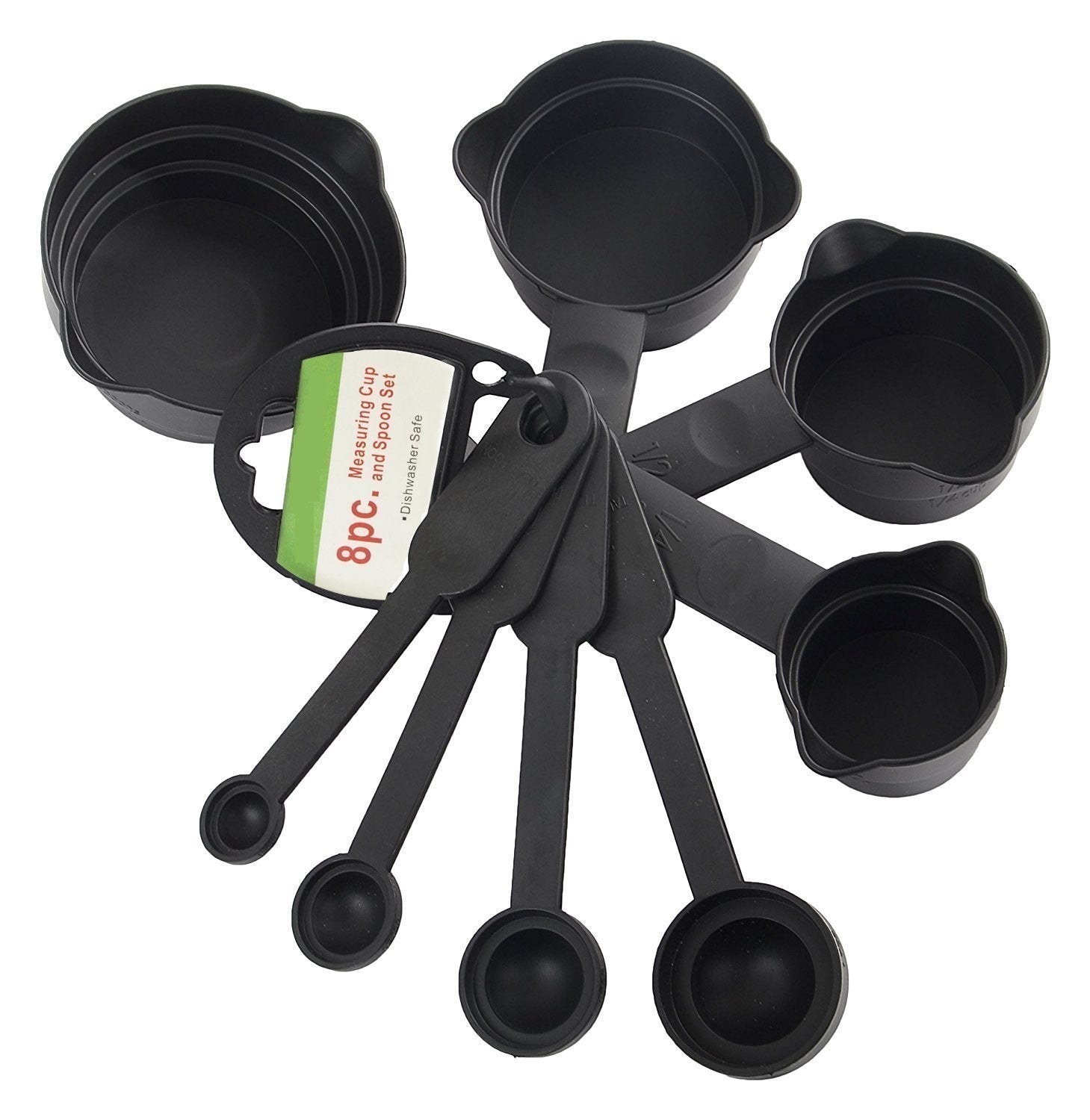Plastic Measuring Cups and Spoons (8 Pcs, Black) - infinityexculsivestore.com